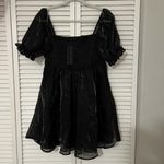 Black square neck puff sleeve baby doll organza dress size XL Photo 3