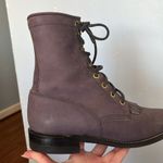 Justin Boots  Purple Soft Suede Leather Lace Up Combat Moto Boots With Box Photo 8