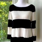 J.Crew Black and White Stripe Linen Blend Knit Top Size Small Photo 0