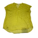 Maison D'Amelie Paris Lime Green Faux Silk Short Sleeve Top L Large Lightweight Photo 3