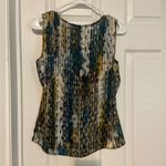 Kasper  Tank Top Shirt Shell Cami Multicolor Green Snakeskin Sz pm Watercolor GUC Photo 3