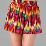 Alice + Olivia  Ikat Tribal Wave Print Silk Shorts, Size S Photo 0