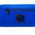 Badgley Mischka NWT--ZIP AROUND WALLET Gorgeous electric blue zip around wallet, black hardware, vegan leather, front zip pocket, inside has center zip pocket, 8 card slots, two currency slots, measures    7 1/2 x 4 inches, brand new with tags Photo 0