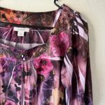 Dress Barn Blouse Y2k Medium Sheer Floral Embellished Shirt Top Fairy Whimsigoth Photo 3