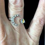 Inlaid Moonstone Moon and Earth Ring One Size Photo 11
