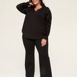 Lane Bryant Black Sheer Floral Sleeve Elegant Festive Holiday Party Top 18/20 Photo 5