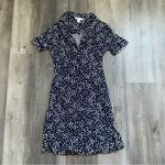 Popsugar  Navy Blue White Heart Dress XS Button Down Pockets Photo 3