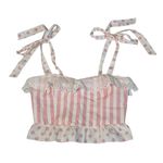 Dolls Kill  Sugar Thrillz Hold Your Applause Ruffled Crop Top Pink Polka Dots Sz S Photo 1