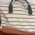 Toms black and cream Striped OVERNIGHT Canvas Tote / Weekender Bag Photo 7