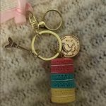 Colorful Macaron Keychain with Eiffel Tower Charm Pink Photo 1