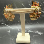 Givenchy Vintage  Half Fan Shaped Clipped-on Earrings Gold Tone 2in Photo 1