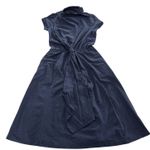 Eshakti Dress Womens 0 Midi Short Sleeve Belted Spandex Tie Fit Flare Pockets Photo 0