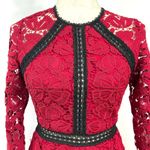 Alexis Randie Lace Midi Dress Dark Red With Black Trim Size S Photo 7