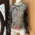 Vera & Lucy  black floral sheer long sleeve blouse nwt Photo 1