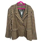 Pretty Little Thing Jacket Womens 26W Rust Plaid Checked Oversized Blazer Photo 0