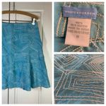 White & Warren Turquoise‎ Embroidered Geometric Skirt Womens 8 Office Church Blue Photo 1