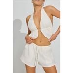 Garage  Halter Top Linen Tie Back Size S Cream Photo 4