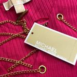 Michael Kors Michael  Dress 2X NWT Gold Chain Lace-up V-neck Hot Pink Photo 3