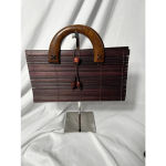 Vintage Brown Bamboo‎ Unbranded Satchel Handbag Photo 2