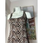 Cheetah Leopard Animal Print Slinky Slip Mini Dress Women’s Large Black Photo 4