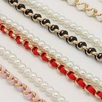 Pink Pearl & Chain Bag Charm Keychain Accessory Gold Hardware NWT Photo 3