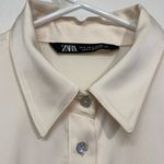 ZARA Women’s  Short Ruffled Satin Mini Belted Ivory Dress Size Small EUC #7682 Photo 8