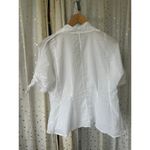 ZARA  Women's 100% Cotton Semi Sheer Tie Sleeves Button Down Pleated Shirt Top L Photo 3