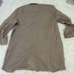 Foxcroft  Womens Shaped Fit Minimalist Button Up Top Size 12‎ Beige 100% Linen Photo 3