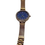 New Jeanneret Luxury Crystal Bezel Blue Face Gold Tone Mesh Band Wristwatch Photo 0