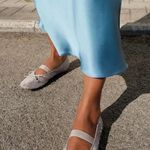 ZARA Gray Silver Clear Sequin Bow Ballet Flats Sandals Shoes Photo 7