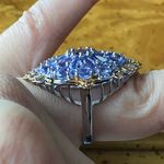 Natural Tanzanite Sterling Silver Cocktail Ring Size 6 Purple Photo 2