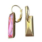 Handcrafted earrings with Austrian rose baguette crystal Pink Photo 2