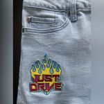 Black Heart Stretchy Low Rise Denim Shorts Embroidered Patches Size 9 Light Wash Photo 6