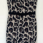 PAULE KA 38 (US 6) Animal Print Belted Lined Dress Designer Leopard Grosgrain Brown Photo 0