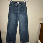 Oak Oat New York High Rise Square Pocket Wide Leg Raw Hem Denim Jeans Photo 2