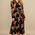 Johnny Was NWOT  Floral Long Sleeve V-Neck Midi Dress Size S Multicolor Photo 0