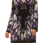 ECI Y2K Babydoll Tunic Dress L Purple Paisley Studded Top Fairy Whimsygoth Boho Photo 0