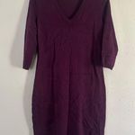 Calvin Klein Purple Plum Sweater Dress V-Neck Mid Length Sleeves Comfy Casual Photo 0