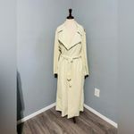 ZARA  Women Cream Lapel Collar Long Sleeves Denim Belted Cotton Topcoat Sz L Photo 3