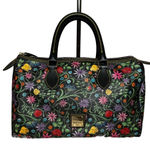 Dooney & Bourke  Black Floral Women's Boston Bag with Rainbow Zipper EUC Photo 0