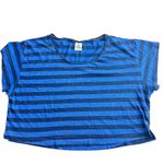 Victoria's Secret Blue Striped Boxy Cropped Loungewear T-Shirt Size Small Photo 1