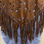 Steve Madden  dark brown Faux Suede fringe Poncho Photo 6