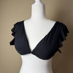 Black Ruffle Sleeve Swimsuit Swim Bikini Crop Top Size Medium Photo 1