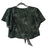 Dark Green Polka Dot Design Crop Top Shirt Wraps & Ties in Front Women’s Medium! Photo 1