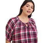 Torrid  Sleep Gauze Henley‎ Short Sleeve Plaid Pink Sleep Shirt Size 2X NWT Photo 2