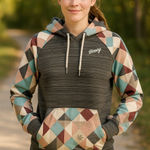 Hooey Medium Pullover Hoodie Gray Geometric Print Long Sleeve Photo 0