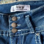 SEXY High Waist Bell Bottom Rhinestone Flare Jeans – Size 9/10 – Blue Photo 7