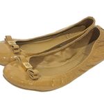 Tory Burch Eddie 2 Logo Bow Smooth Naplak/soft Patent Flats Camellia Pink Beige Photo 0