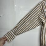 LOFT Women’s Small Brown White Striped Button Up Shirt Long Sleeve Photo 1