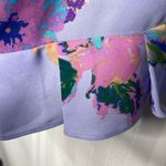 Everly  Floral Pleated 3/4 Sleeve V-Neck Ruffle Romper Medium Purple Lightweight Photo 10